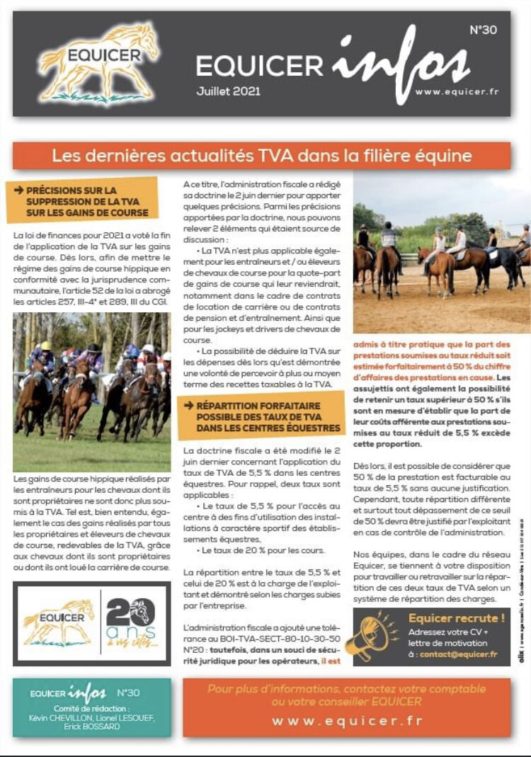 Les dernières actualités TVA dans la filière équine
