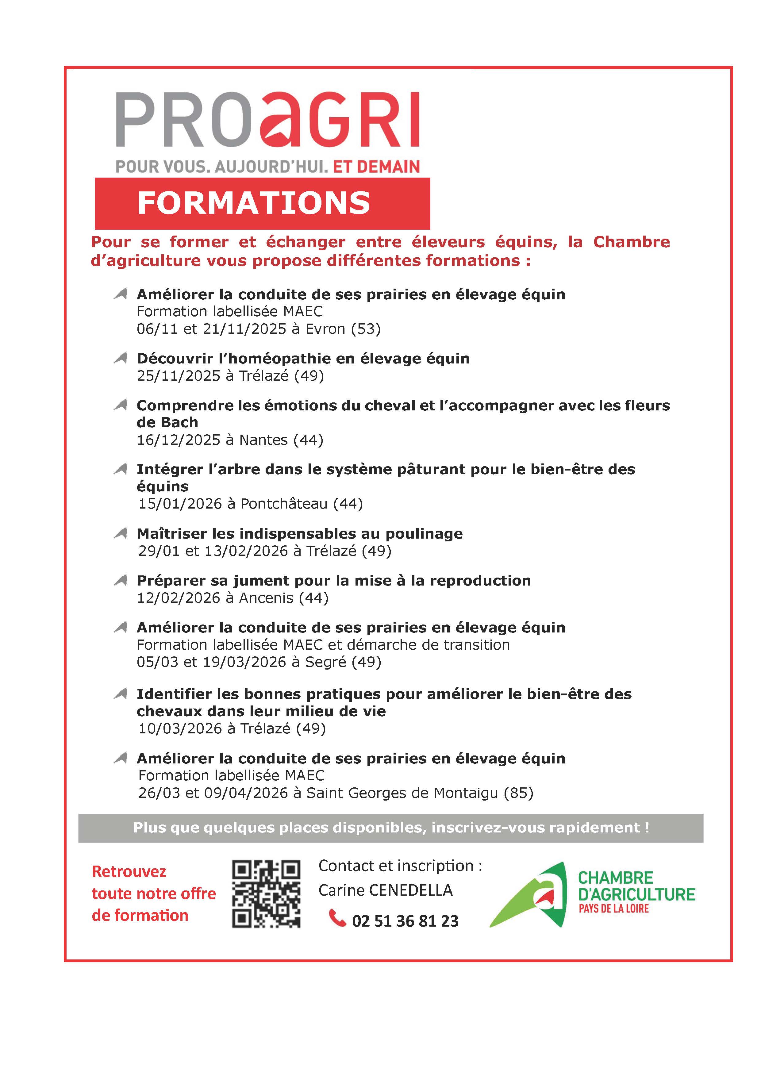 Formations de la Chambre d'Agriculture des Pays de la Loire
