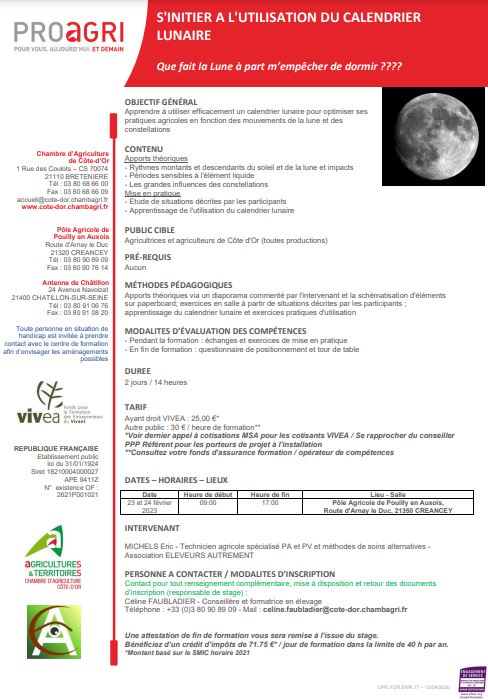 Formation : S'initier à l'utilisation du Calendrier Lunaire