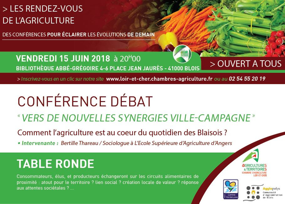 LES RDV DE L'AGRICULTURE : Vers de nouvelles synergies ville campagnes (conférence débat CA41)