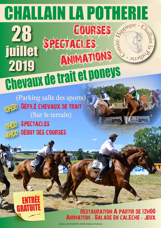 Courses de chevaux de trait et de poneys à Challain la Potherie